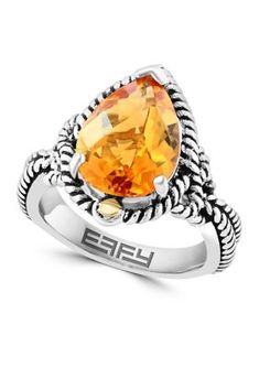 Punctuated with a citrine stone, this ring from Effy adds an elegant glow to your ensemble. | Effy Citrine Ring in 925 Sterling Silver and 18K Yellow Gold, 7 Gold Rings Jewelry, Citrine Ring, Citrine Stone, Citrine, Gold Jewelry, Jewelry Rings, Fine Jewelry, 925 Sterling Silver, Yellow Gold