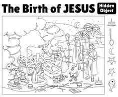 the birth of jesus is depicted in this coloring page for children's bibles