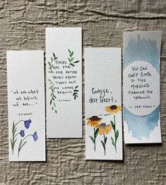 Watercolor Bookmarks Quotes, Bookmarks Handmade Watercolor, Diy Bookmarks Watercolor, Watercolor Bookmarks Diy, Watercolor Bookmarks Ideas, Bookmarks With Quotes, Bookmarks Quotes, Bookmark Crochet, Handmade Bookmarks Diy