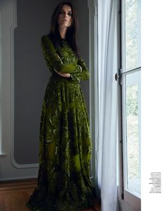 mina cvetkovic by angelo d'agostino for harper's bazaar serbia december 2015 | visual optimism; fashion editorials, shows, campaigns & more! Reign Dresses, Ellie Saab, Dark Autumn, Gorgeous Gowns, Green Skirt, Elie Saab, Beautiful Gowns, Green Fashion, Serbia