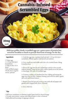 Cannabis Infused Scrambled Eggs Marajuana Recipes, Eggs Scrambled, Essential Products