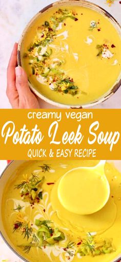 creamy vegan potato leek soup with quick and easy recipe