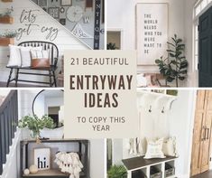 several different pictures with the words entryway ideas to copy this year on them and below