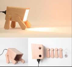 the light is turned on and placed next to an animal shaped object with four legs