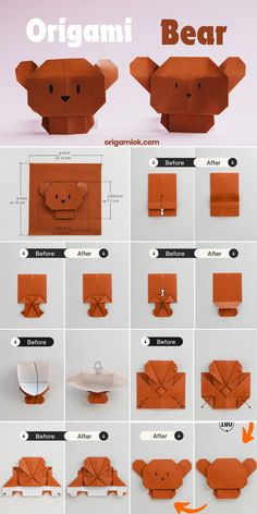 instructions to make an origami bear