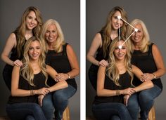 four women are sitting together and posing for the same photo, one is holding her arm around the other's shoulder