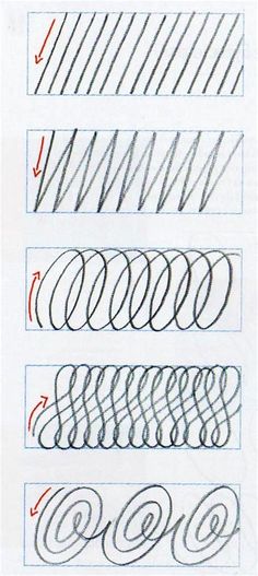 four different types of calligraphy are shown in this hand - drawn diagram, and each has