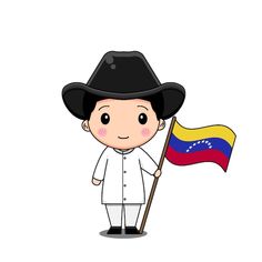 a man holding a flag and wearing a black hat with the venezuela flag on it