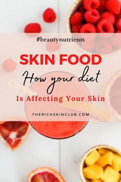 What you eat shows up on your skin —good and bad. Click the pin to learn how your diet may be affecting your skin. Get my favourite Skin Nutrition books to understand the effects that some foods, and (unfortunately alcohol!) are aging your face. #skinfood #skinfooddiet #nutritionforskinhealth