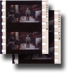 two film strips with images of a man standing in front of an open door and the words safety plan printed on them