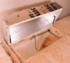 an open box sitting on top of a hard wood floor next to a white wall