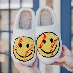 Bulk Slippers | Low Minimum Orders | Shop Katydid Wholesale Smiley Face Slippers, Softball Accessories, Tie Dye Hat, White Slippers, Boot Toppers, Pink Martini, Comfy Slippers, Mom Hats, Hat Patches