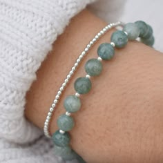 Natural Jade Bracelet Healing Gemstones Harmony, Prosperity, Good Luck Dainty Beaded Bracelet Elegant Crystal Jewelry for Women - Etsy Beaded Jade Bracelet, Large Bead Bracelet Ideas, Bracelet Crystal Beads, Gem Bracelets Stones, Beaded Gemstone Bracelets, Gemstone Bracelet Ideas, Crystal Bead Bracelet Ideas, Stone Bracelet Ideas, Diy Jewelry Beads Bracelet