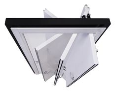 an image of a ceiling light fixture with black and white trim on the bottom part