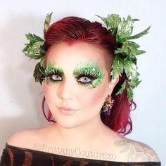 Masquarde Ideas, Fantasy Poison, Superhero Makeup, Ivy Makeup, Glitter Cut Crease Makeup, Costume Homemade