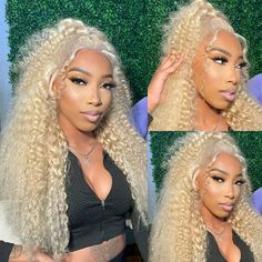 Blonde Deep Wave, Deep Wave Hair, Honey Hair Color, Hd Lace Wigs, Overnight Hairstyles, Remy Hair Wigs, Blonde Lace Front Wigs, 613 Blonde, Deep Wave Hairstyles