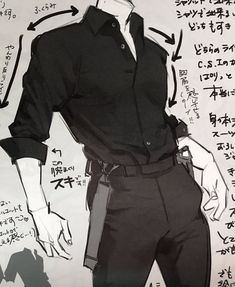 a drawing of a man with his hands in his pockets and wearing a black shirt