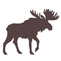 the silhouette of a moose is shown on a white background