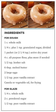 the instructions for how to make glazed donuts