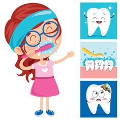 Dentist Cartoon, Colors For Toddlers, Cute Tooth, Loose Tooth, Dental Kids, Dental Art, Dental Care, Girl Cartoon