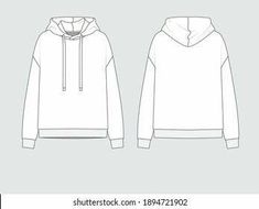 a white hoodie sweatshirt with the front and back views on a gray background illustration