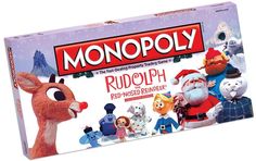 monopoly rudolph and the reindeer reindeer family game with santa claus, snowman and other animated characters