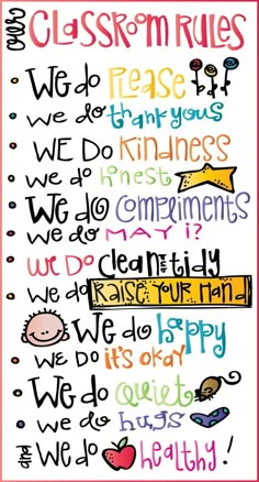 a classroom rules poster with the words, we do not know what they are doing