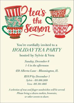 a holiday tea party with two cups on the front and one cup in the back