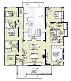 the floor plan for a house with three bedroom and an attached kitchen, living room and dining