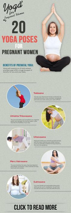 a woman doing yoga poses with her hands up in the air, and an info sheet below