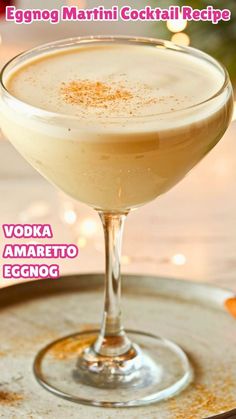 an eggnog martini cocktail recipe with vodka amarettio and eggnog