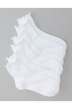 4.5" height that hits a few inches above the ankle/Ruffle trim/3-pack Cute Socks Outfit, White Frilly Socks, Thanksgiving Fit, Pretty Socks, Ruffle Socks, Frilly Socks, Ruffled Socks, Bday Wishlist, Preppy Girls