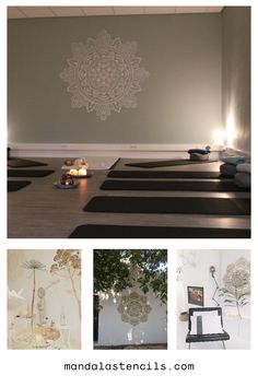 Yoga studio interior design ideas - DIY mandala stencil Studio Interior Design Ideas