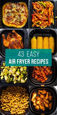 air fryer recipes with the title overlay that reads, 43 easy air fryer recipes