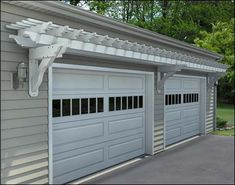 two garages side by side with one attached to the wall and another attached to the roof