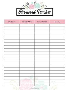 a printable sign up sheet with the words'personal tracker'in pink and white