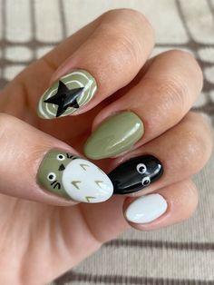 #ghibli #ghibliart #ghiblistyle Ghibli Nails, Punk Nails, Anime Nails, Edgy Nails, Minimalist Nails, Dream Nails