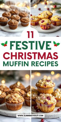 twelve festive christmas muffins with text overlay