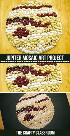 the art project is made out of beans and other things to make it look like they are