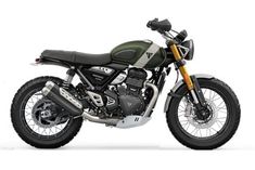 a green and black motorcycle on a white background