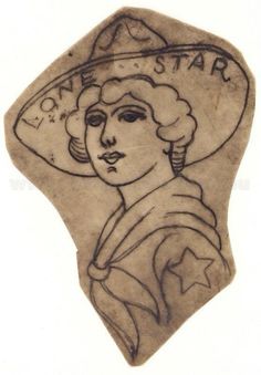 a drawing of a woman wearing a hat with stars on it's forehead and the words star above her head