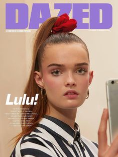 the cover of instagram's latest magazine called dazed, featuring an image of a woman with a red flower in her hair