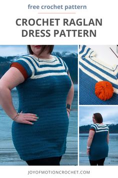 the crochet raglan dress pattern is shown