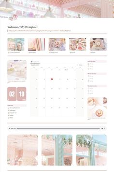 an image of a website page with pink and white decorations on the walls, windows, and ceiling