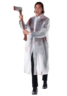 PRICES MAY VARY. Costume Includes: Raincoat with Blood Splatter Adult: Ome-Size Chest 44'" Waist 38" Height 70" Up to 185 Lbs Translucent raincoat with red splatter paint Button snaps and two front pockets Killer Costume, Horror Movie Costumes, Horror Costume, California Costumes, Zombie Costume, Scary Halloween Costumes, Scary Costumes, Stylish Suit, Costume Store