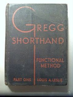 an old book with red writing on the front and back cover that reads, george shorthand functional method part one