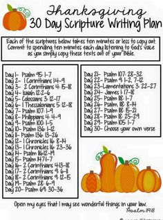 the thanksgiving writing plan with pumpkins and other things to write on it, including an orange