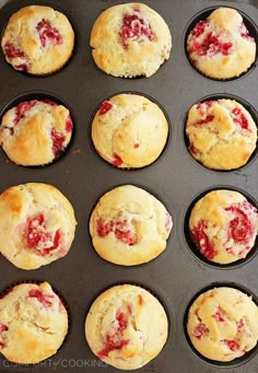 freshly baked muffins with fresh strawberries are ready to go into the oven