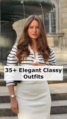 Upscale Dinner Outfit, Sophisticated Style Women, Trophy Wife Outfit, Classic Chic Outfits, Fashionista Outfits, Smart Casual Women Outfits, Classic Outfits For Women, Chic Outfits Classy, Classy Skirts