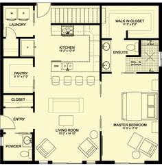 the floor plan for a two bedroom apartment with an attached kitchen and living room area